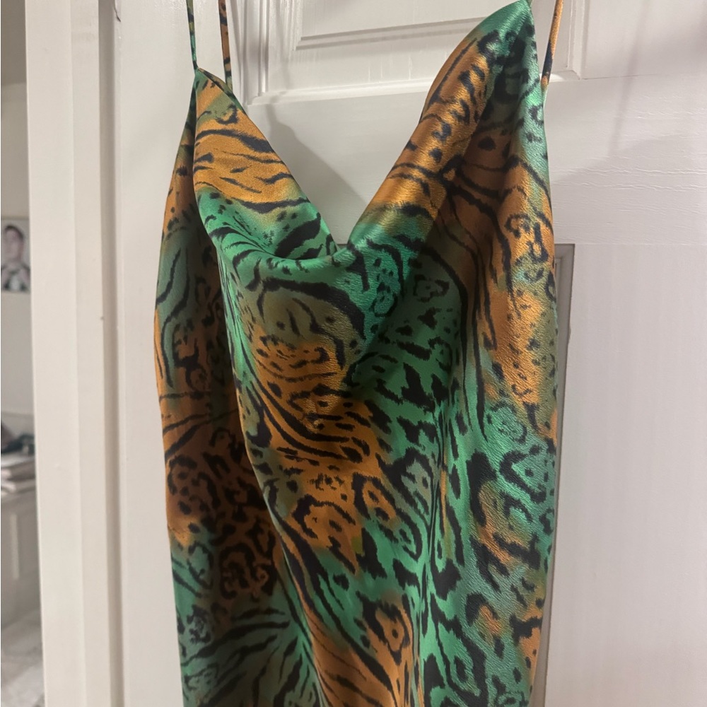 NWT Camila Coehlo green leopard dress - Picture 3 of 5